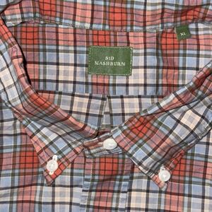 Sid Mashburn Long Sleeve Button Down Shirt Men's XL Pink Blue Plaid Oxford